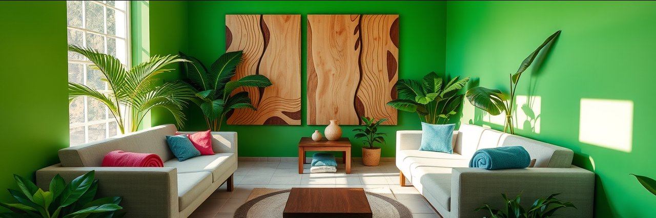 Cozy spa lounge with green walls, plants, and soft lighting for non-surgical injectables.