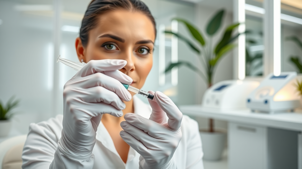 MedSpa facial injectables Miami specialist preparing treatment in clean, modern spa.