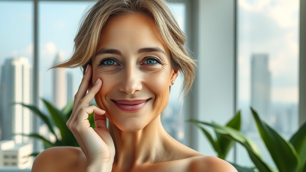 Confident woman after facial rejuvenation in a luxury Miami clinic.