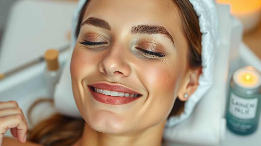 Glowing woman after advanced medspa facial showing instant skin results.