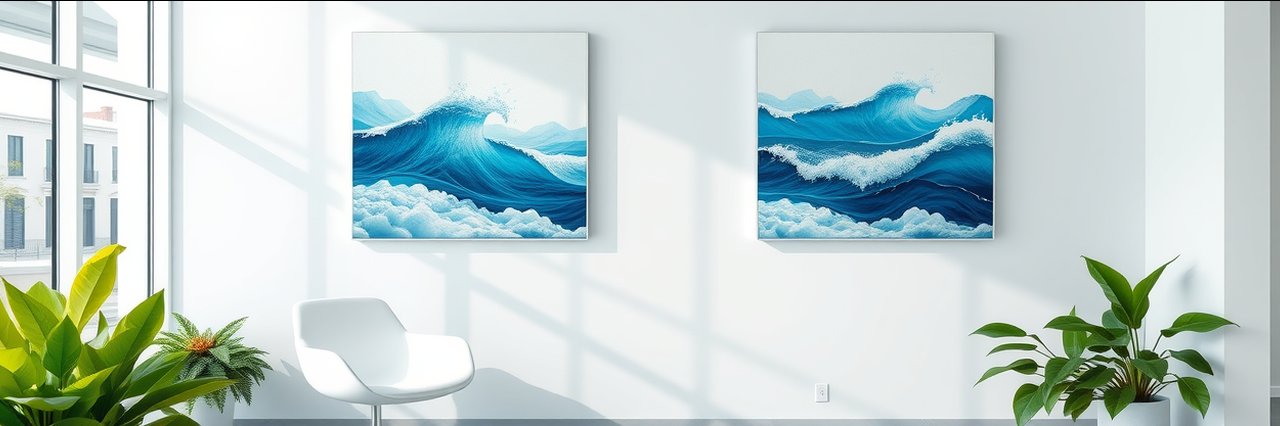 Modern clinic waiting area with plants and abstract art for non surgical aesthetic treatments