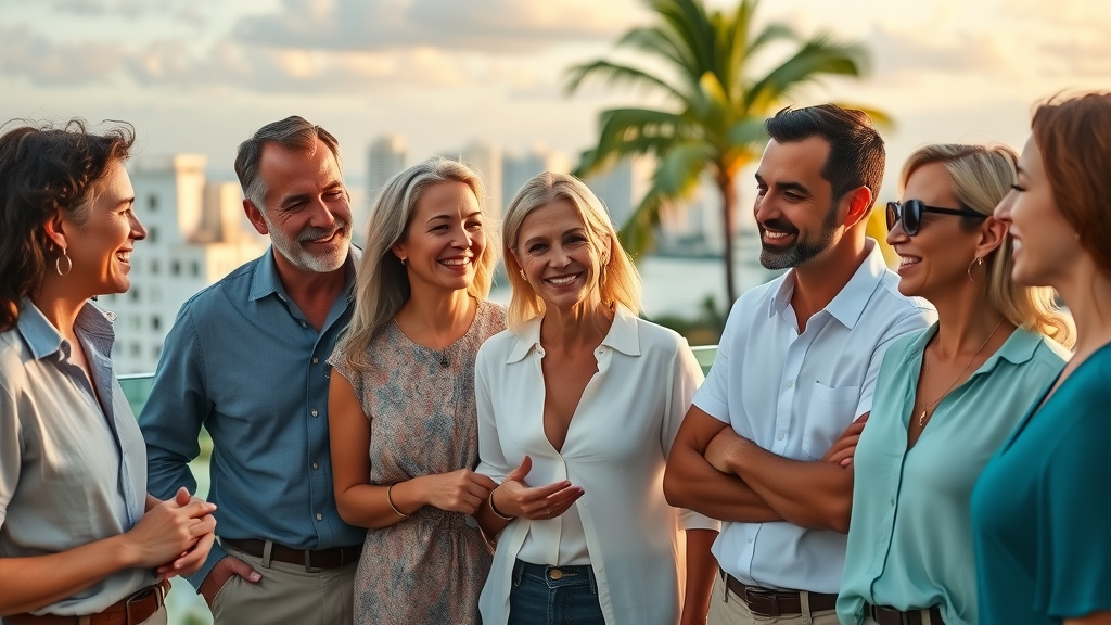 Diverse group enjoying natural results from facial rejuvenation procedures in Miami.