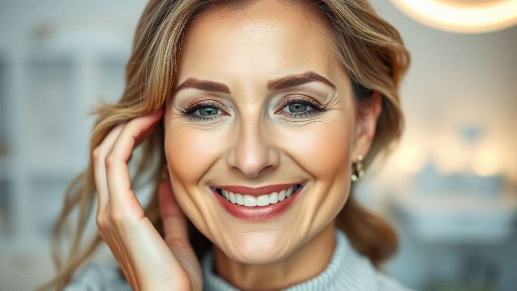 Radiant mature woman with youthful skin showcasing non-surgical injectables