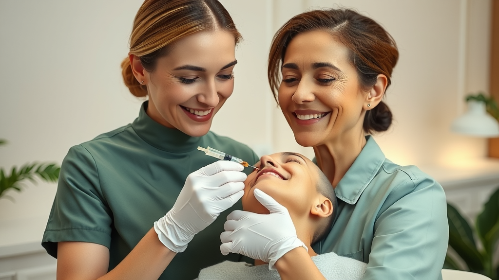 Professional giving non-surgical injectables for skin rejuvenation in clinic
