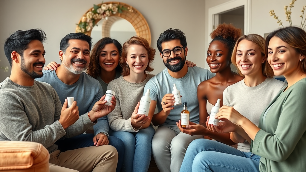 Group using personalized skincare solutions for radiant, individually tailored skin