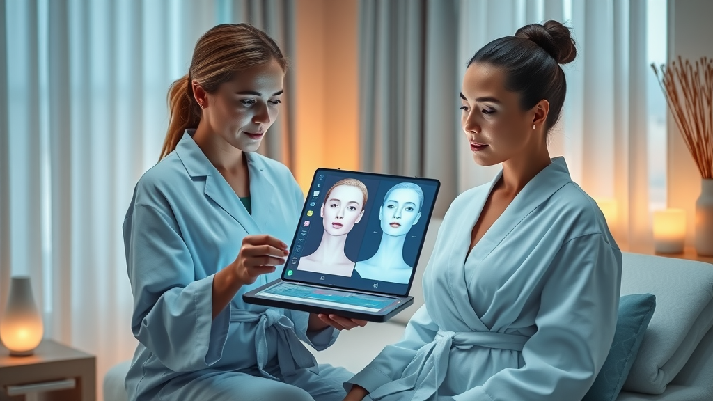 Personalized skincare solutions expert skin analysis with technology at spa