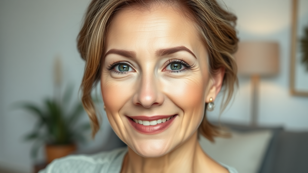 Confident woman after blepharoplasty eyelid lift in natural soft light