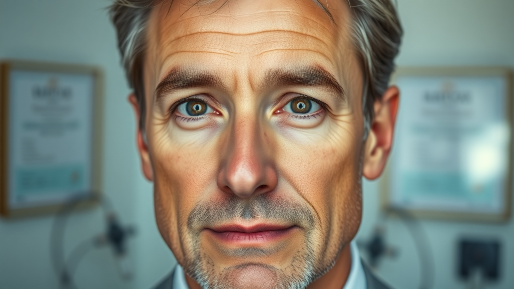 Mature man showing rejuvenated eyes post blepharoplasty eyelid lift