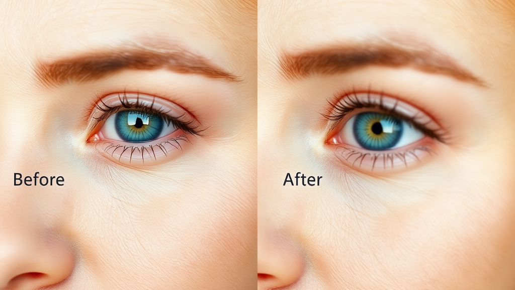 Before and after blepharoplasty eyelid lift comparison for women