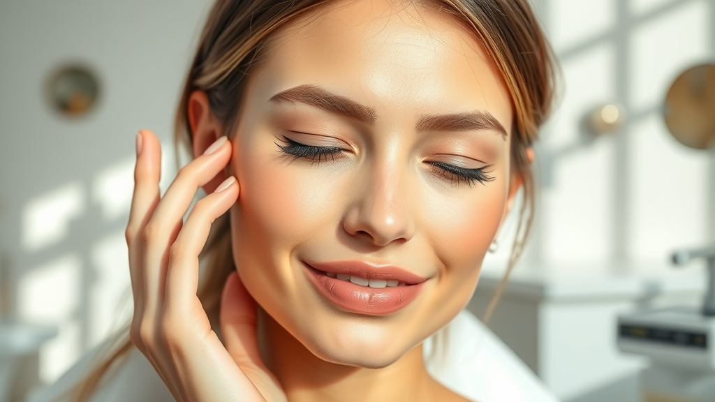 Glowing skin after med spa laser services with confident young woman