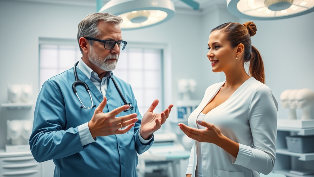 Breast plastic surgery expert explaining implant options for best outcomes
