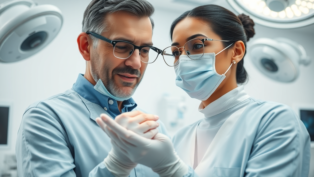 Cosmetic surgeon examining patient