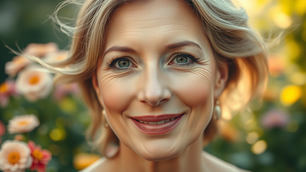 Woman radiates beauty and confidence post-cosmetic plastic surgery outdoors