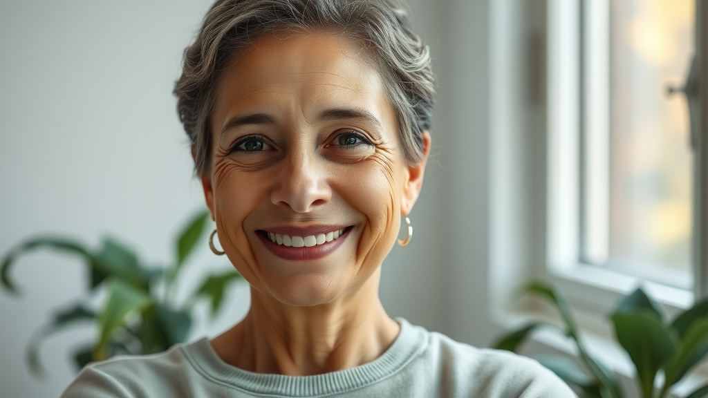Confident woman after reconstructive procedures in a comforting clinic setting