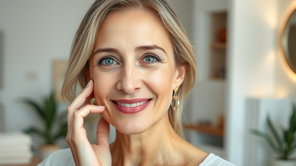 Radiant woman glowing after non-surgical aesthetic treatments in med spa.