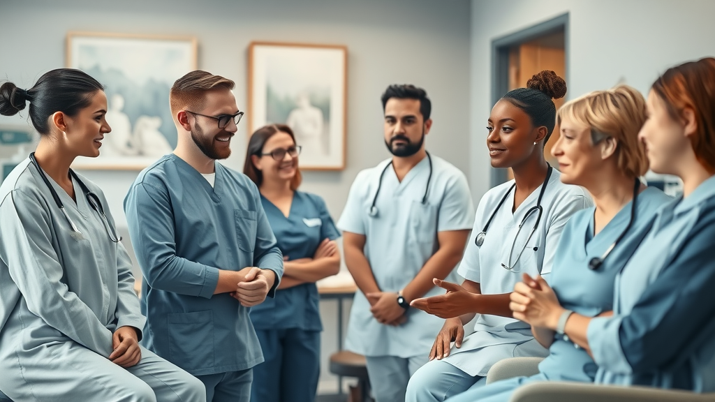 Compassionate reconstructive surgery team supporting patient in modern clinic