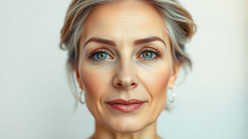 Before and after blepharoplasty eyelid lift results showing eyelid transformation.