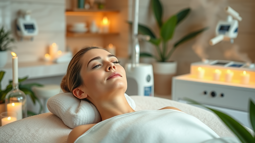 Relaxing woman enjoying top medical spa services in a serene upscale setting
