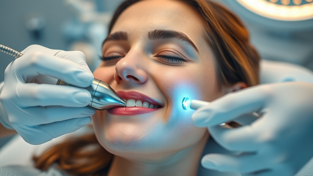 Advanced medical spa services treatment with high-tech skincare device