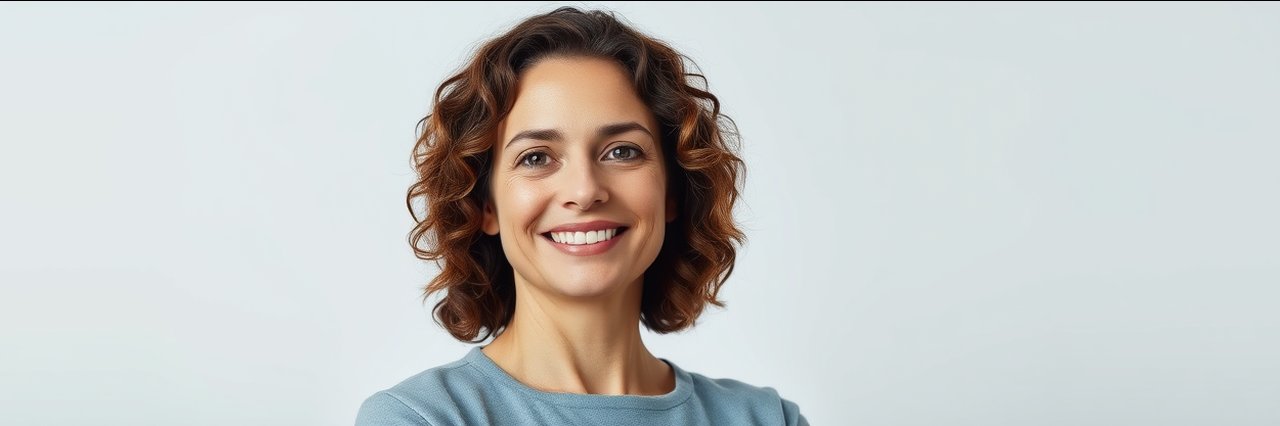 Professional portrait of middle-aged woman in white blazer body contouring expert