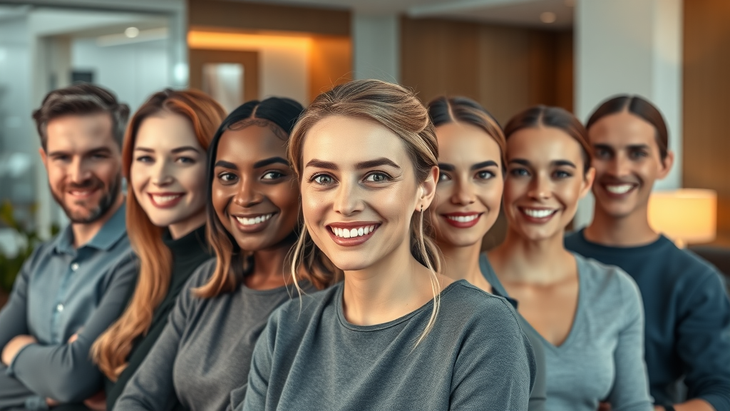 Group of satisfied patients with natural-looking cosmetic surgery results