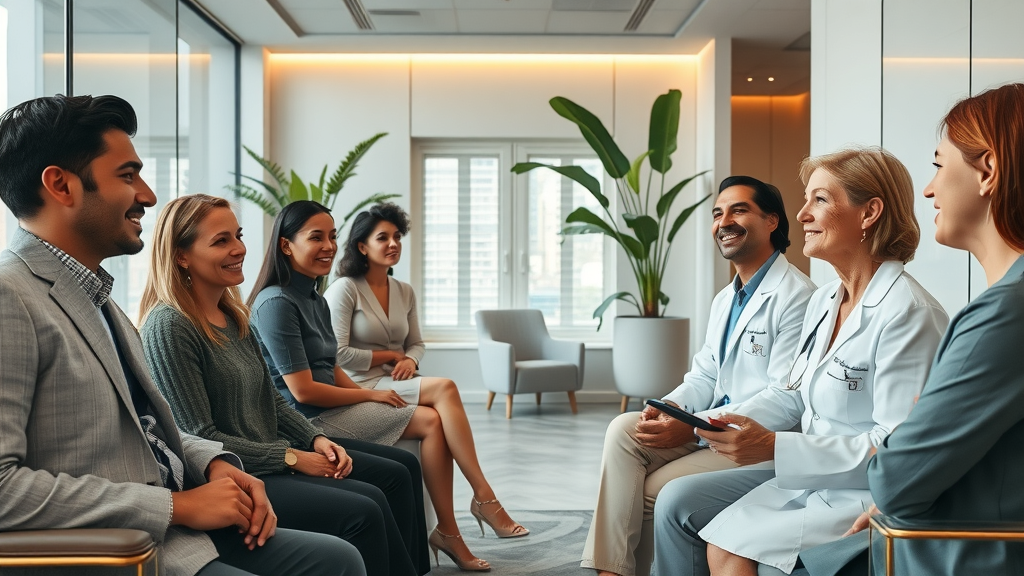 Board certified surgeon consulting with patients at top plastic surgery NYC clinic