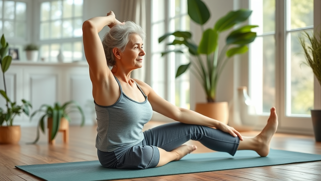Rejuvenated woman stretching to illustrate functional mommy makeover benefits