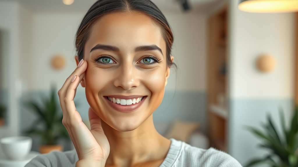 Radiant woman in a modern clinic showcasing non surgical aesthetic results