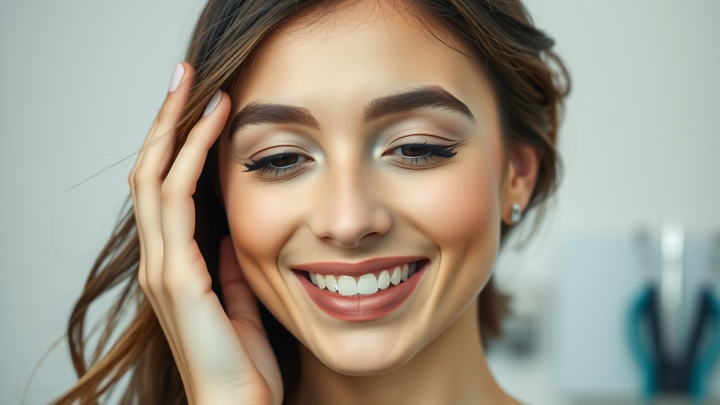 Patient looks grateful after facial plastic surgery, highlighting natural results