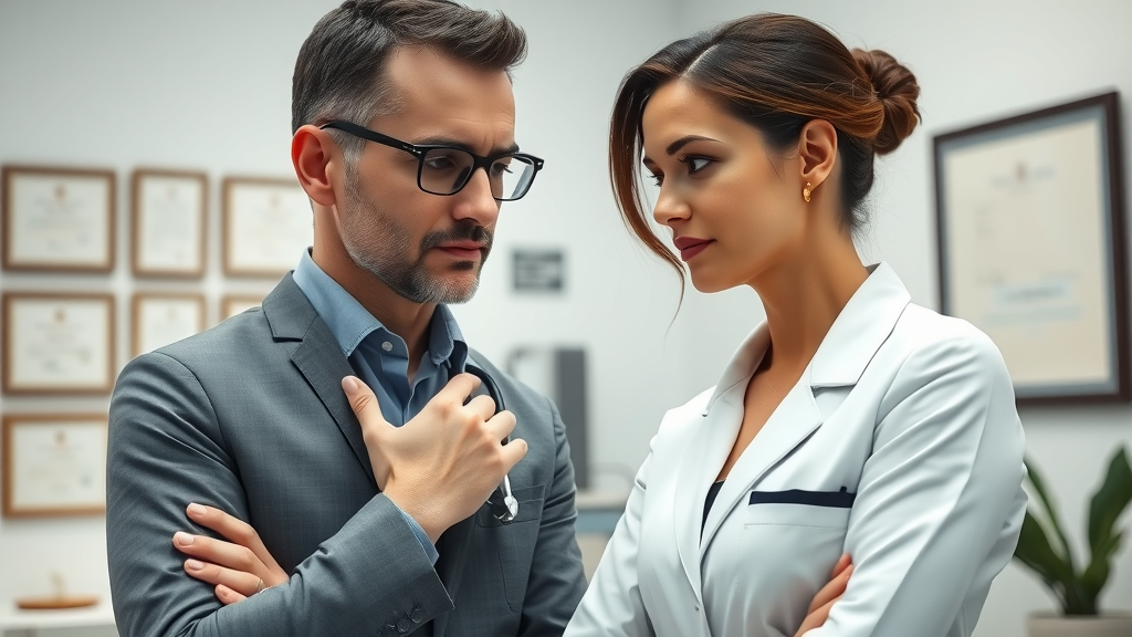 Expert plastic surgeon explaining buccal fat removal options in a modern clinic