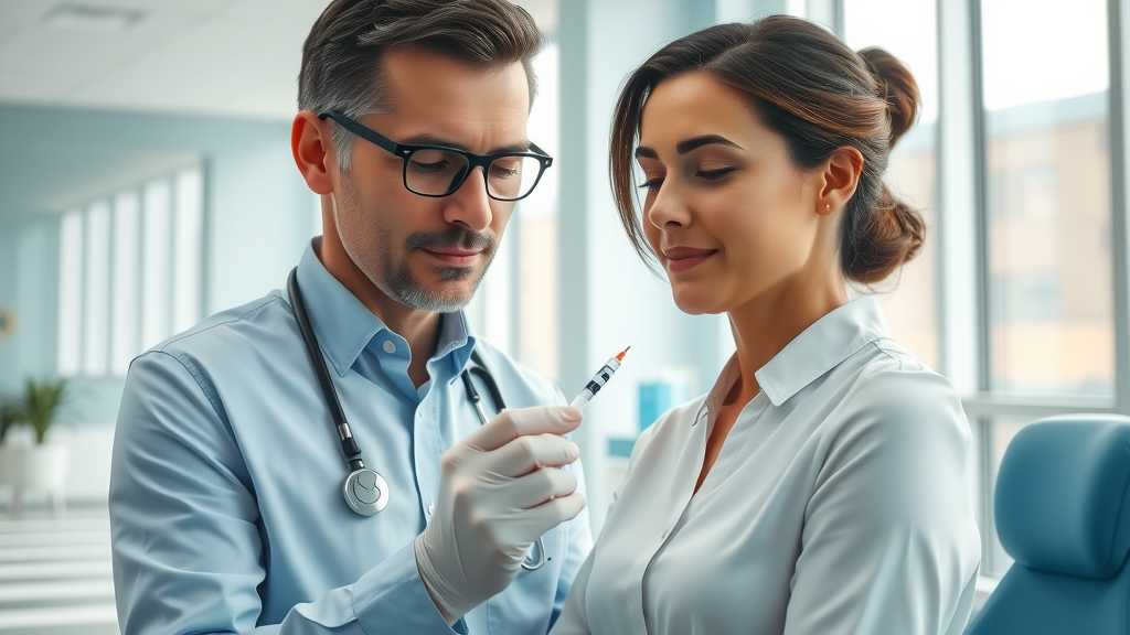 Aesthetic professional preparing injectable facial treatment for safe results.